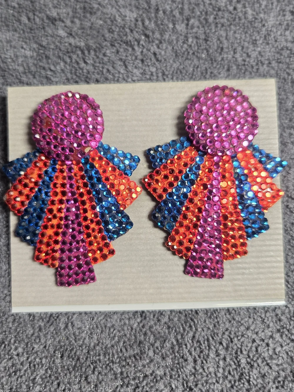 Vintage & Vibrant Swarovski Crystal Fan Earrings - Clip On by Stefanie Somers